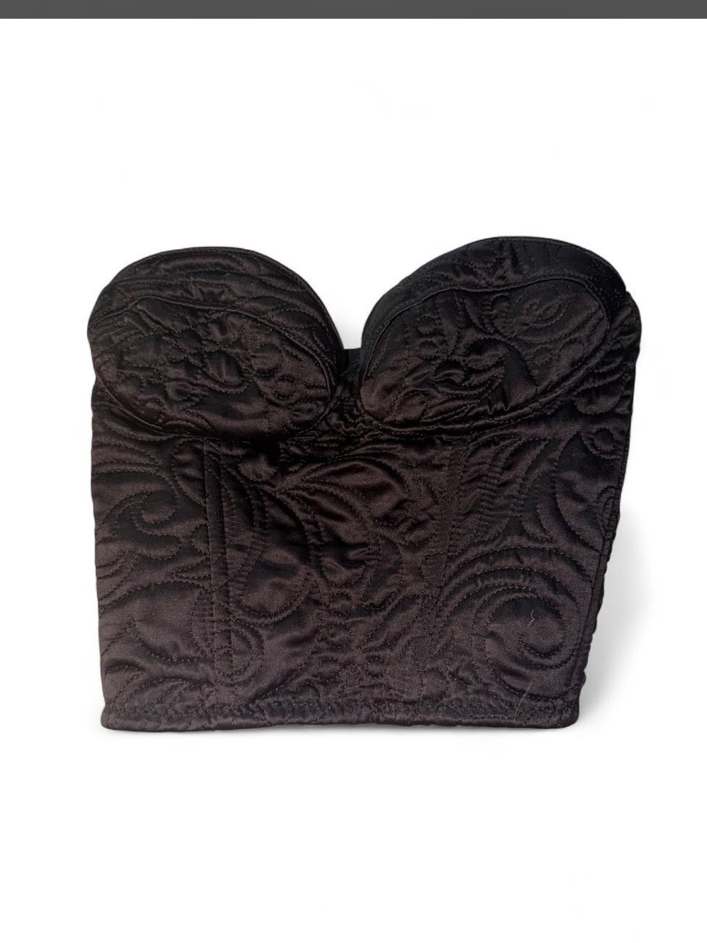 Zara adjustable black floral embroidered satin corset with sweetheart neck line